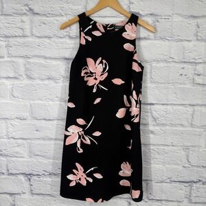 Lauren Ralph Lauren Floral Shift Dress Womens 4 Black Pink Pockets